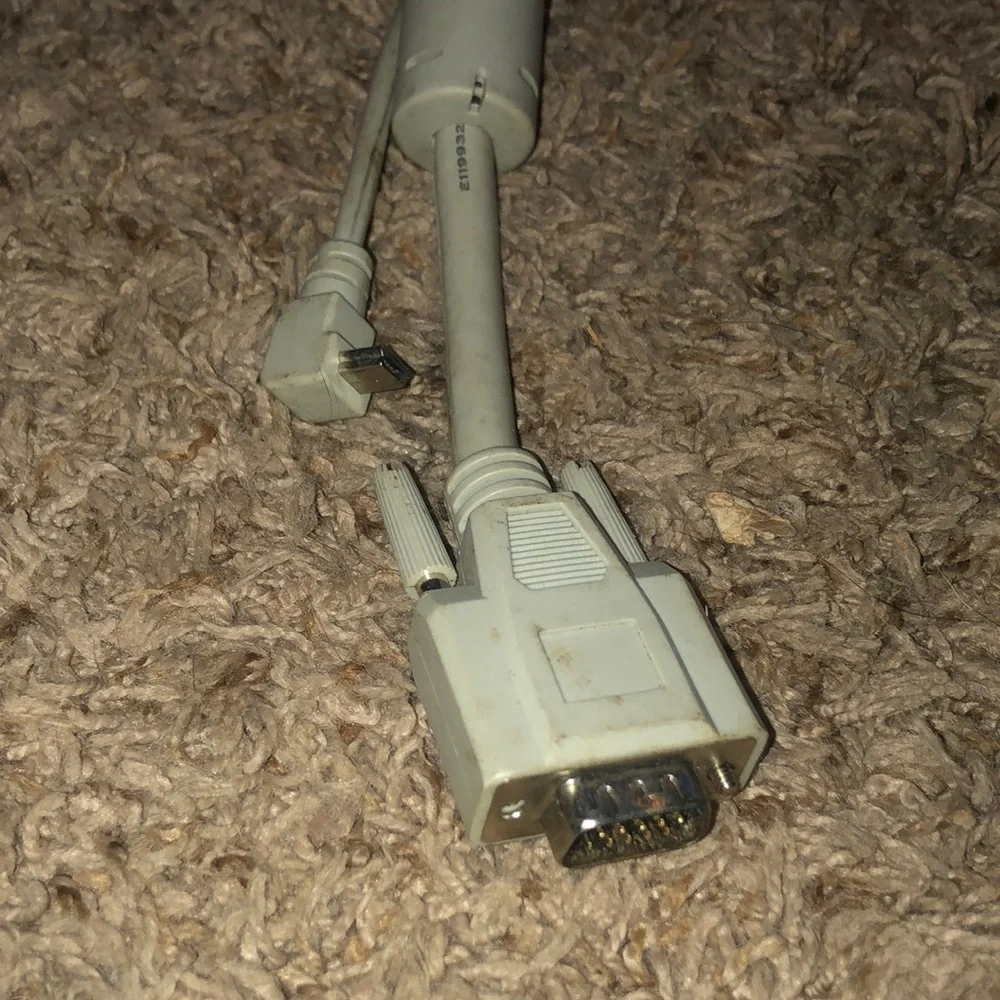 12’L heavy duty computer monitor cord with USB cord to old micro usb attached